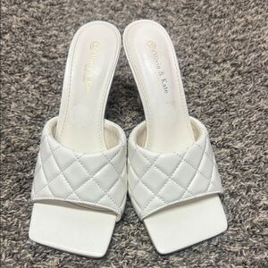 Olivia & Kate White Quilted Mules